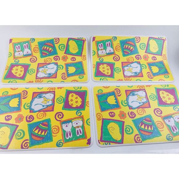 5 Vintage Sultan's Linens Vinyl Placemats Easter Bunny Rabbit Eggs Chicks Flower - Picture 10 of 10